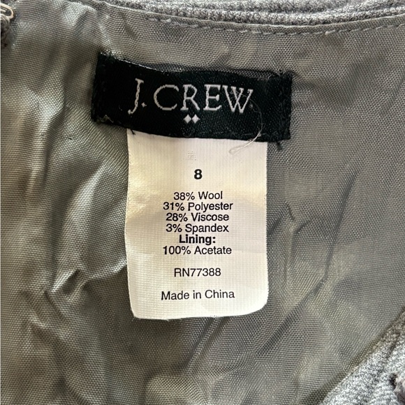 J Crew Sheath Pencil Dress Women 8 Gray Wool Blend Ruffle Applique Career‎ Corp - Picture 4 of 8
